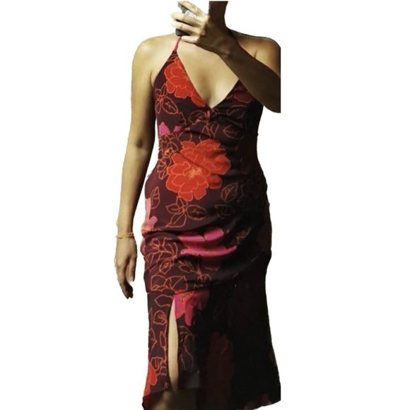 Express Floral Midi Halter Dress - Size 3/4 - Picture 1 of 8